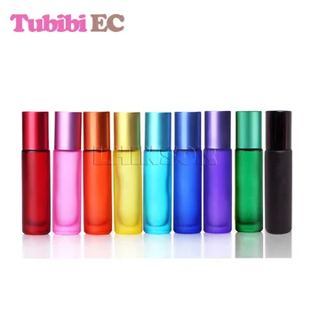 

20pcs/lot 10ml Colorful Frosted Thick Glass Roller Doterra Essential Oil Perfume Bottles Travel Refillable Rollerball Bottle