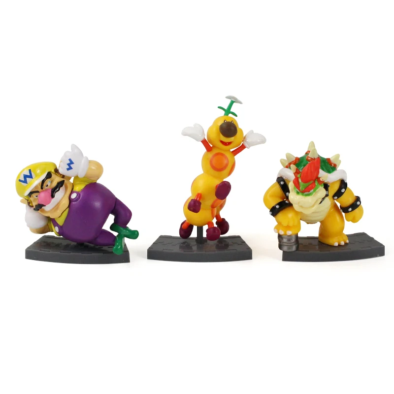 11 шт./лот Super Mario Bros. Mario Luigi Peach Toad Yoshi Bowser Wario Donkey Kong гусеница колючая Мини фигурки коллекция игрушек
