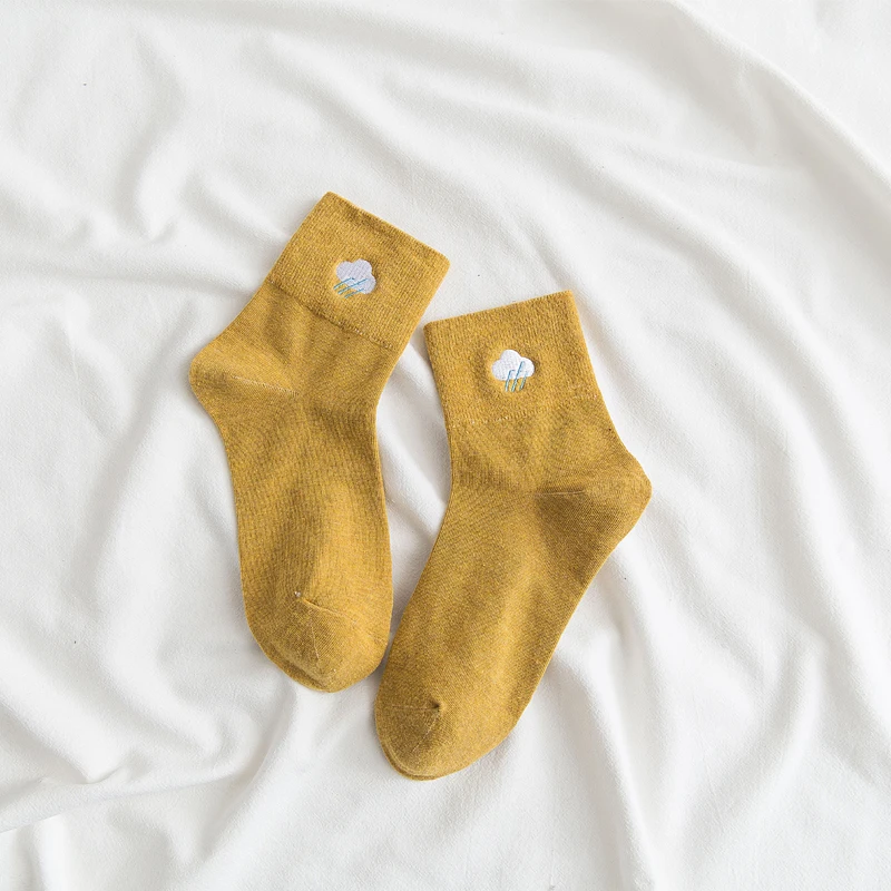 Raibaallu Unisex Funny Fruit Women Socks Harajuku Colorful Mid Socks Women 100 Cotton 1pair Kawaii Size 35-42