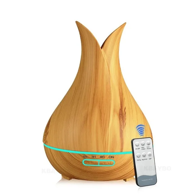 

400ML Wood Grain Ultrasonic Air Humidifier Electric Aroma Essential Oil Diffuser with Remote Control Mist Maker for Home