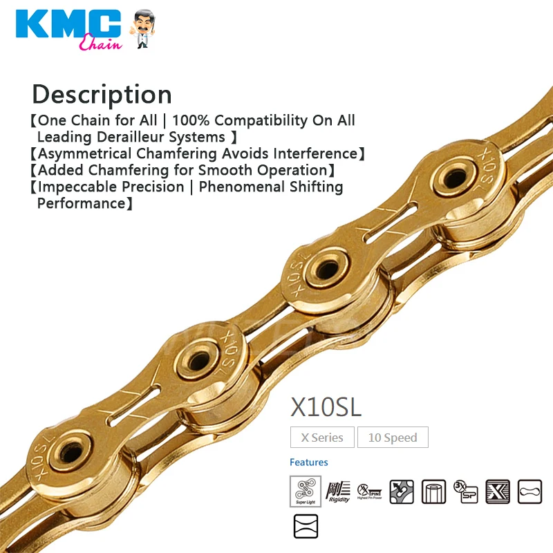 KMC X10 10 Speed Chain 116 Links Road/Mountain Bike Chain X10EPT X10EL X10SL Bike Chain Original Boxed