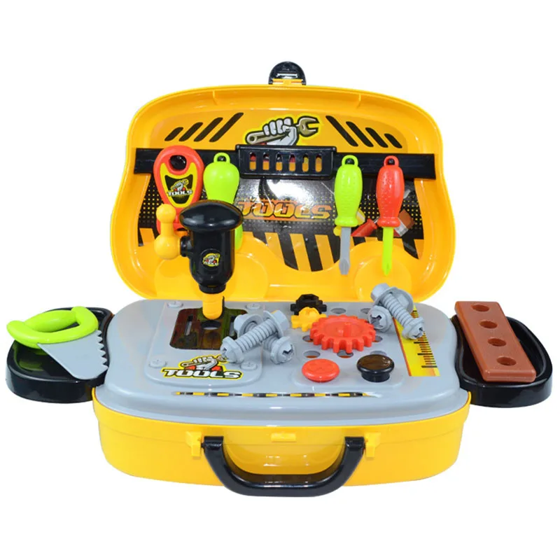 Kids Toolbox Kit Boys Simulation Repair Tools Plastic Drill Game Educational Learning Engineering Puzzle Toys Set With Box