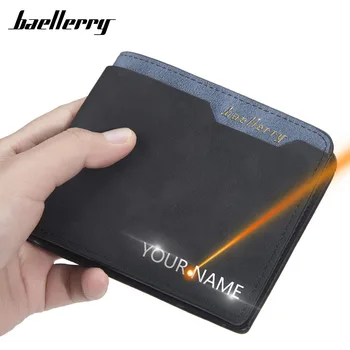 

2020 Men Wallets Name Engraving Fashion Short Male Purse Simple Card Holder High Quality Male Purse For Boy Carteria