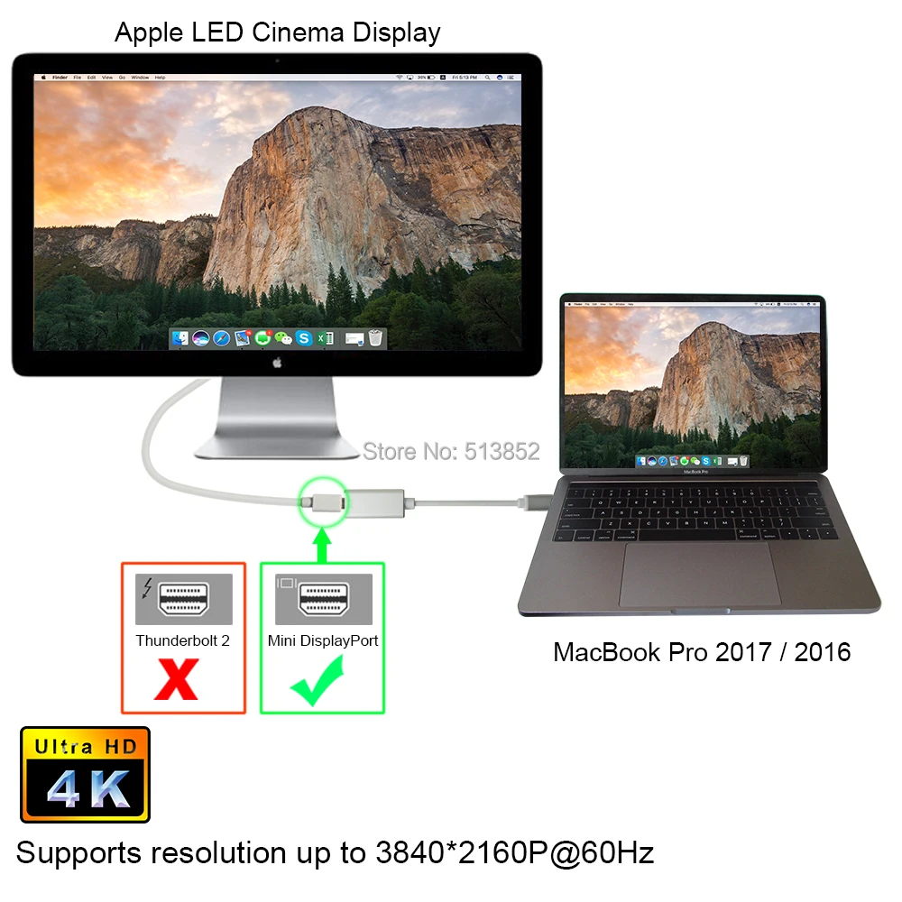 Переходник с Mini DP на USB C 4K 60Hz 3 1 Type Display Port адаптер Thunderbolt конвертер для MacBook