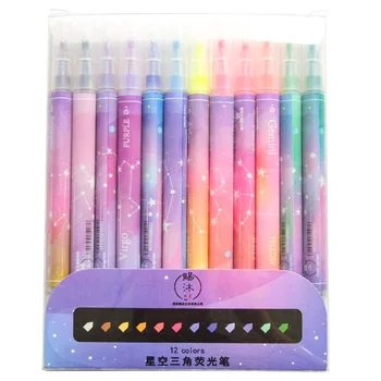 

12pcs Highlighter Double-head Art Marker Pens Pastel Liquid Fluorescent Pen School Color Pens Stationery Journal Supplies