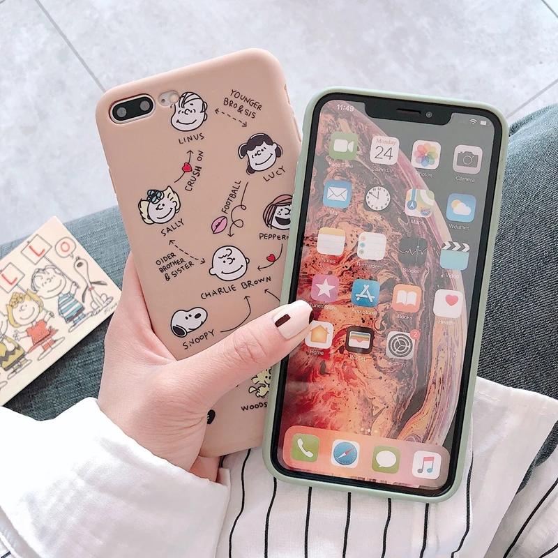 Fashion Smile Girl Green Soft TPU Phone Case For iPhone X XS Max XR 7 8 6 6S Plus 11 Pro Max Ultra Thin Cartoon Cute Cover Cases