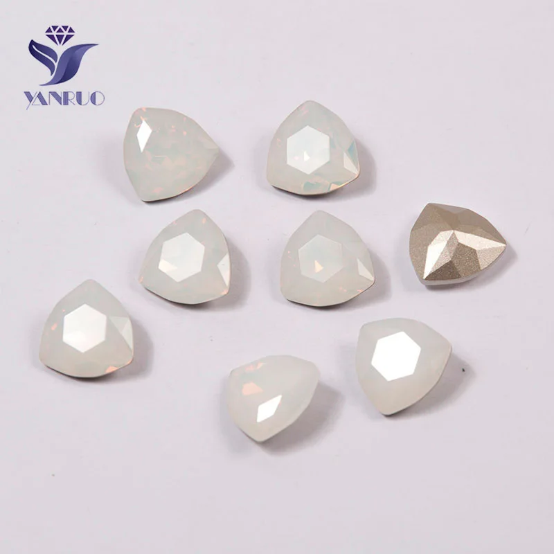 White Opal Yanruo 4706 треугольный заостренный горный хрусталь стекло кристалл аппликация камни для одежды украшение обувь со стразами - Цвет: White Opal