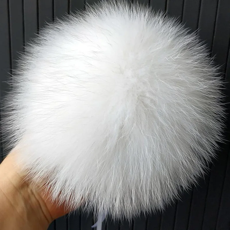 Fox pompom9 Пушистые Помпоны из лисьего меха с кнопкой 12-15 см DIY лисий мех Mulit цветной натуральный мех помпон для шарфов шляпа и сумка аксессуары - Color: Fox pompom9