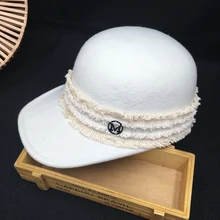 Новая зимняя шерсть? Белая бейсбольная кепка Британский чистый цвет Джокер ретро Мода Элегантный Конный Кепка