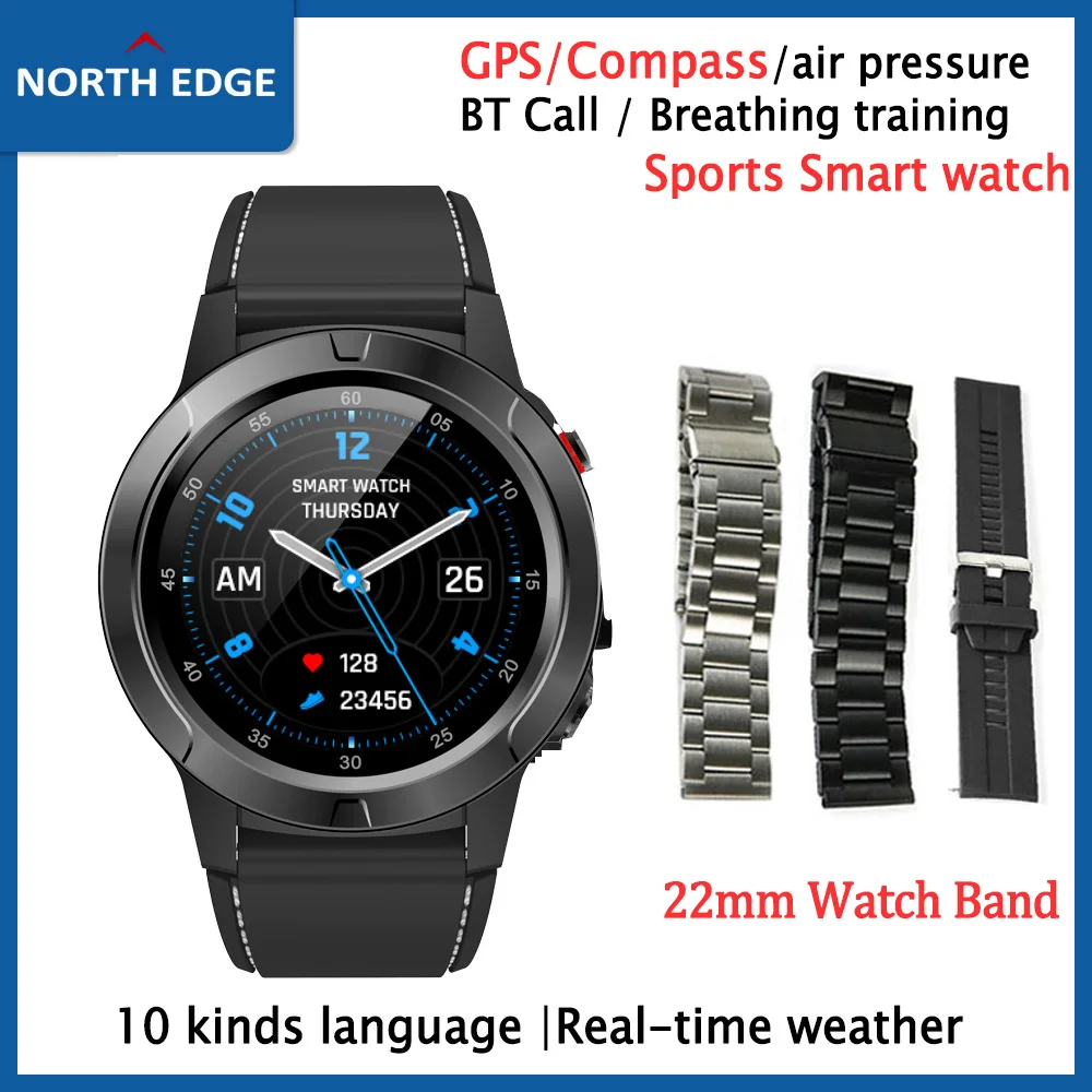 Permalink to Original North EDGE GPS Smart Watch Men Compass Heart Rate Pedometer BT Call Weather Altimeter Outdoor Sports Smartwatch X-Trek3