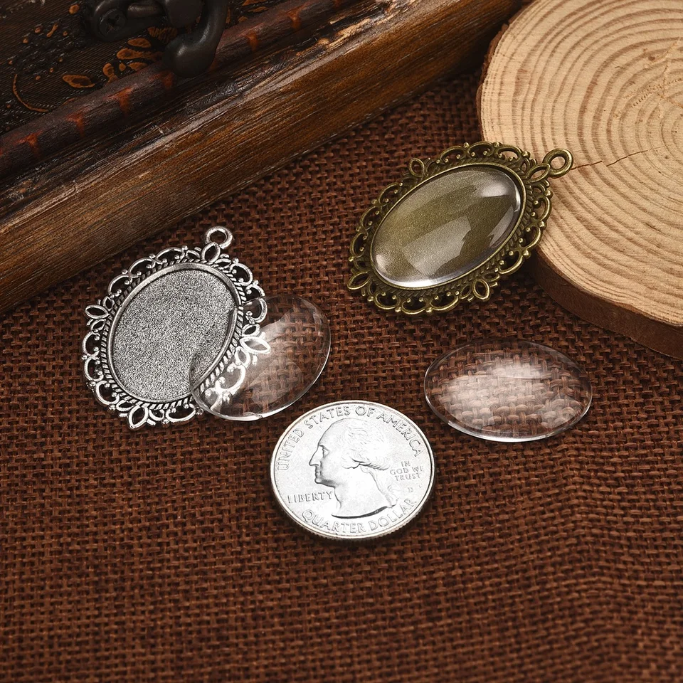 BEEFLYING 40 Pezzi Base Per Ciondolo A Tartaruga In Lega + Cabochon In Vetro – Kit Fai Da Te Per Creare Gioielli, Cornici Per Foto Cammeo, Forniture Artigianali - 3