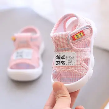 

Toddlers Summer Fashion Grid Baby Sandals Closed Toe Children Walking Shoes Unisex Boys Girl Soft Sole Anti-kick Kids Sandals
