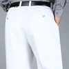 High Waist Dress Pants Men Straight Stretch Flat Cotton Black Spring Autumn Office Formal Suit Trousers Men Big Size 29-40 42 1