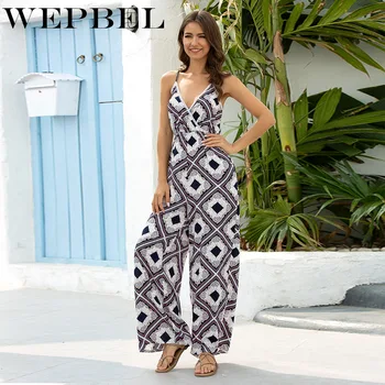 

WEPBEL Rompers Summer Jumpsuit Loose Wide Leg Playsuit Sling Ladies Women Strap Casual High Waist Jumpsuit