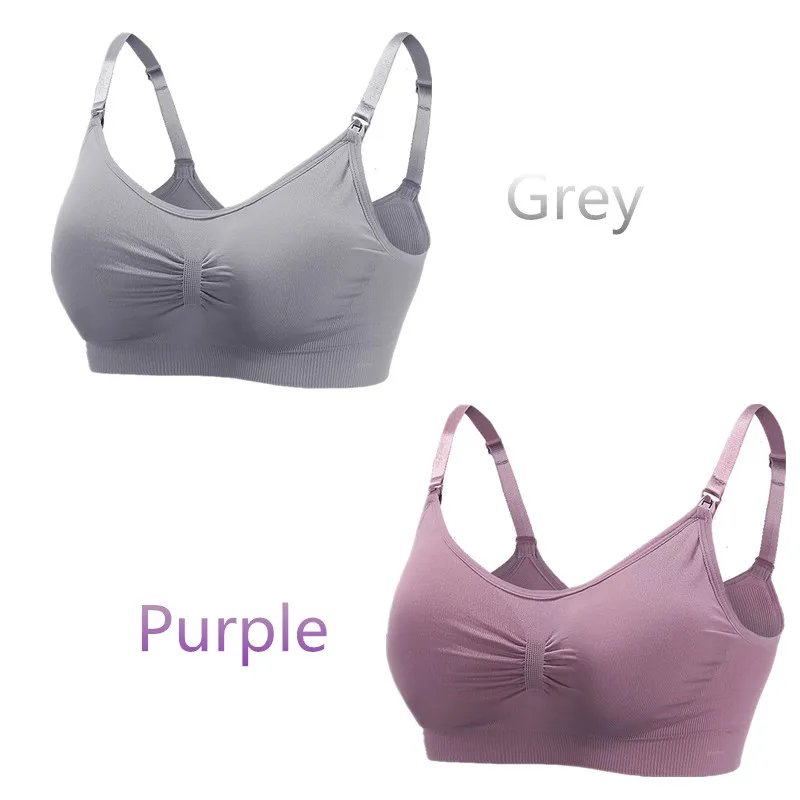 2Pcs/Sets Breast Feeding bra Maternity& Nursing Bras Cotton soutien gorge allaitement Women Underwear for Nursing Top - Цвет: Серый