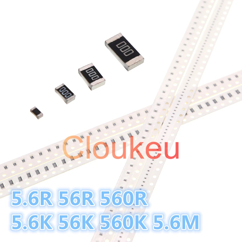 

0402 0603 0805 1206 1210 1812 2010 2512 1% 5% Chip Resistor 5.6R 56R 560R 5.6K 56K 560K 5.6M Ohm