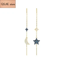 Высокое качество SWA-лучший материал. Новые Кристальные женские серьги с Луной