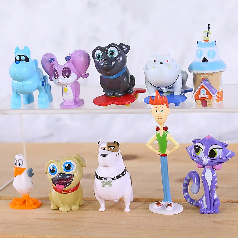 

Bob dog and friends 12pcs Puppy Dog Pals Bingo Rolly pug puppies PVC Figure Collectible Model Toy Cakes Decoration kids gifts