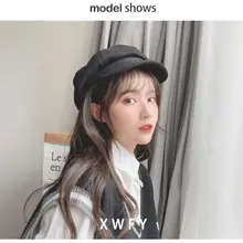 Шерстяные шапки в британском ретро стиле, осенне-зимняя шапка, женский берет, восьмиугольная шапка, одноцветные шапки газетчика