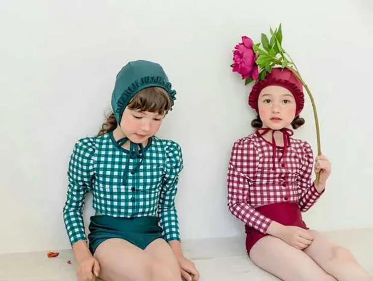 Детские купальники для девочек, г. Детские купальники бикини для девочек детские купальные костюмы с длинными рукавами, сетчатые шапки с высокой талией для девочек