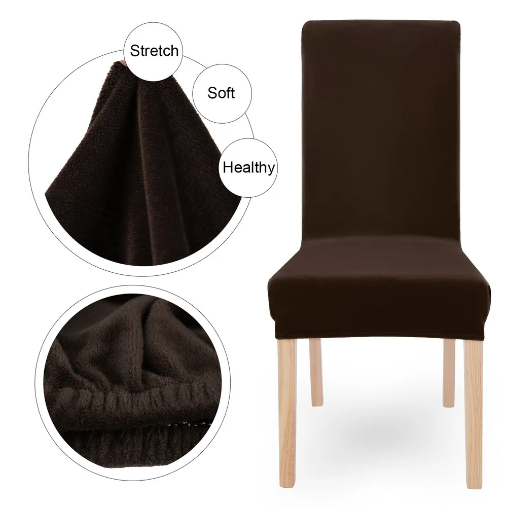 brown 1/2/4/6 шт. съемный эластичные штаны однотонные Цвет чехлы на стулья из мягкой плюшевой ткани Обеденная сиденье рука чехлы на стулья для свадьбы или торжественного случая - Цвет: brown