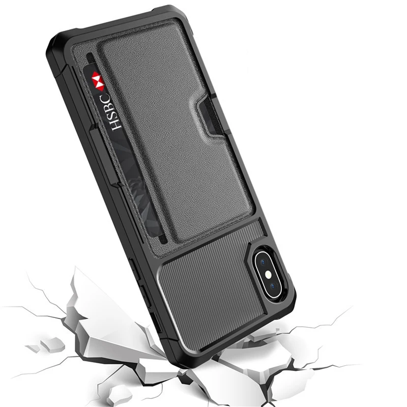 Для iPhone X Xr XS Max Armor Чехлы ПК и кожаный чехол кошелек задняя Противоударная крышка на Apple 6 7 8 Plus Жесткий Телефон Coque Fundas