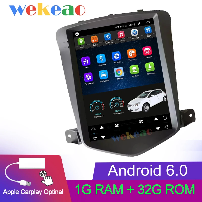 Android Car Radio Wekeao вертикальный экран Tesla style 10,4 ''1Din Android автомобильный Dvd мультимедийный плеер gps навигация Автомагнитола для Chevrolet Cruze - Цвет: Android Car Radio