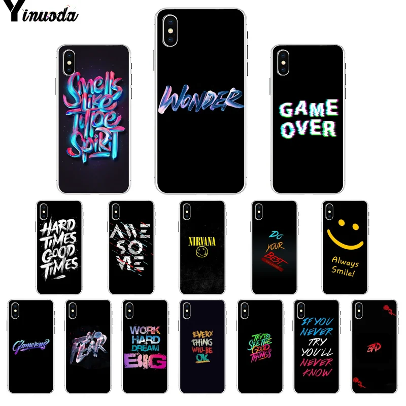 

Yinuoda Color text on a black background Newly Arrived Cell Phone Case for iPhone X XS MAX 6 6s 7 7plus 8 8Plus 5 5S SE XR