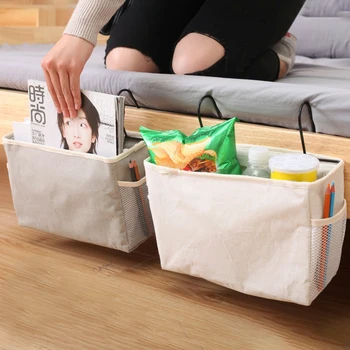 

AIBODUO cloth art dormitory bedside hanging bag bunk bed hanging canvas bag students on the bed cell phone hanging basket
