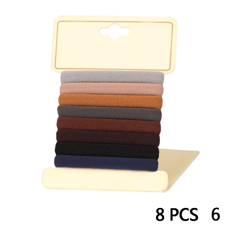 8Pcs 6 8 шт./компл. и девочек; резинка для волос, обтянутая тканью кольцо Карамельный цвет головной убор на подтяжках, милое Резиновая лента для волос заколка для волос Детская Женские аксессуары для волос - Окраска металла: 8Pcs 6