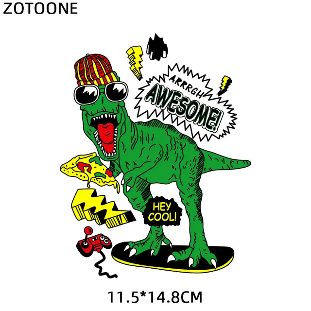 ZOTOONE Cartoon Dinosaur Letter Patch for Kids Iron on Heat Transfers for Clothing Applications DIY T-shirt Appliques Stickers E 1319