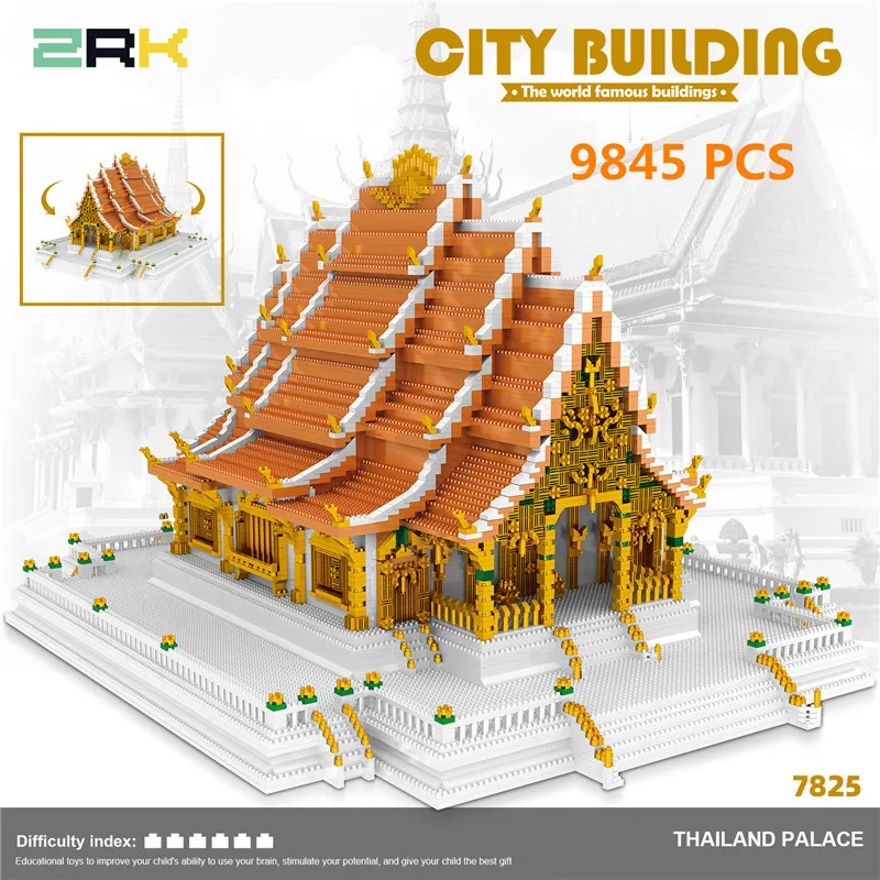 9845pcs+ City architecture Bricks THailand Palace model building blocks micro particles educational toys