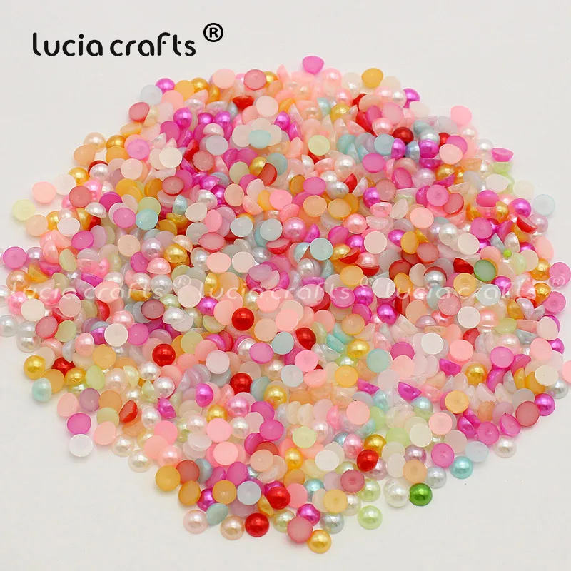 Random mix 1100pcs Lucia crafts 1100 Шт/1500 шт 4 мм Смешанные Цвета ABS искусственный жемчуг полукруглый плоский с оборота жемчуг материалы для рукоделия F0901 - Цвет: Random mix 1100pcs