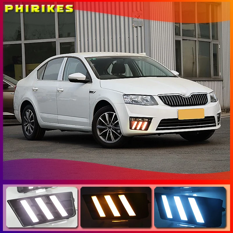 

1 set LED DRL Daytime driving Running Lights Daylight cover hole free shipping for Skoda Octavia RS A7 2016 2017