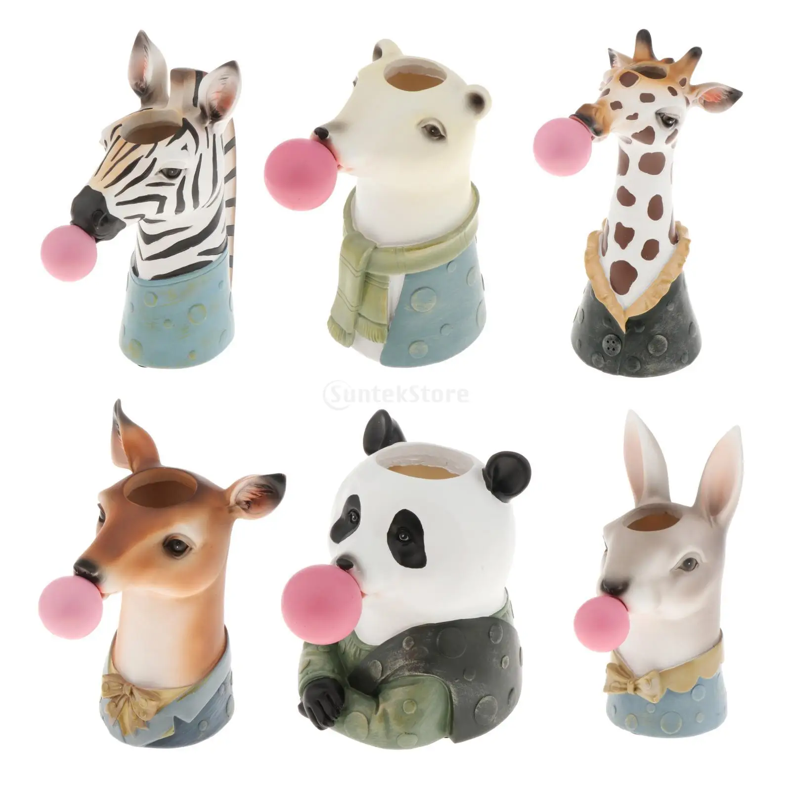 2-3pc Creative Resin Animal Vase Desktop Pot Office Bar decor Ornament Props