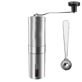 

Manual Coffee Grinder Stainless Steel Coffee Bean Grinder Ceramic Conical Burr Hand Crank Mill with Spoon