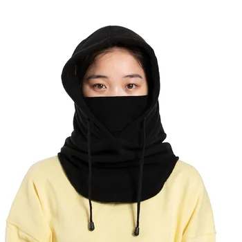 

Dual-use Ski Winter Hats for Men Women Hood Cap 2020 Adjustable Black Fleece Plush Hat Thermal Balaclava Headgear Windproof
