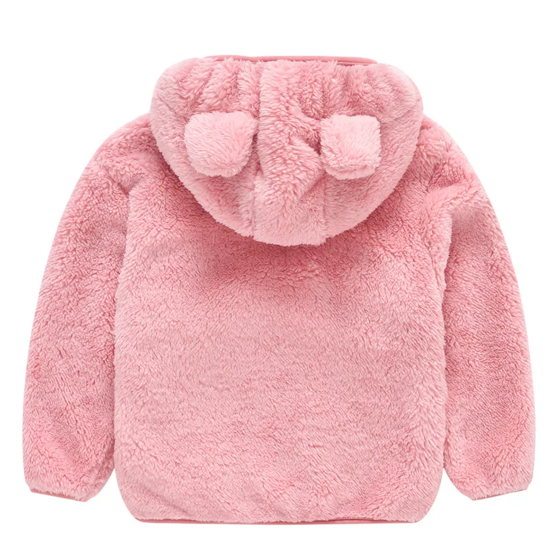 CYSINCOS/детская зимняя теплая куртка из толстого плюша и хлопка; милое пальто для мальчиков и девочек; Верхняя одежда с капюшоном и медвежьими ушками; одежда с длинными рукавами