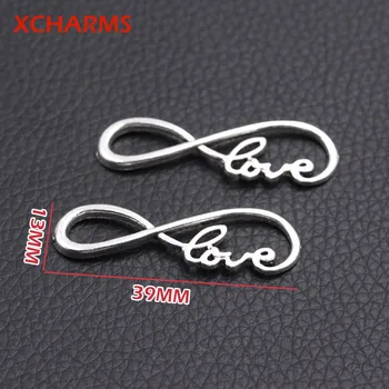 

XCHARMS 10pcs/lot Wholesale 39*13mm Ancient Silver Infinity Love Charms Pendant Jewelry Findings For DIY Jewelry Making