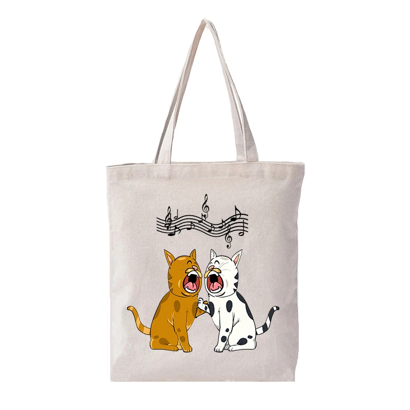 

Zipper Bag High-capacity Canvas Tote Inner Pocket Ladies Fashion Shopping Bag Custom Cartoon Pattern Shoulder Bag Women Purse