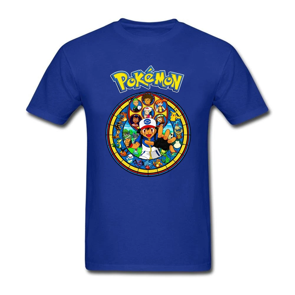 Повседневная футболка с покемоном Camiseta Masculina, мужские футболки из хлопка 3XL, футболки с коротким рукавом для подростков, футболка с мультяшным монстром - Цвет: Синий