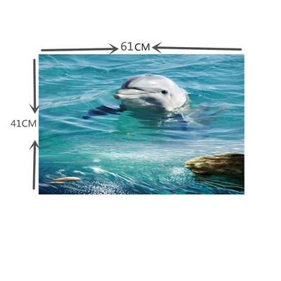 L24 x H16 inch Custom Sharp Blue Ocean Aquarium Background Fish Tank Landscape Decorative Backdrop Dragon 3D HD Photography Background Image - Цвет: L24 x H16 inch