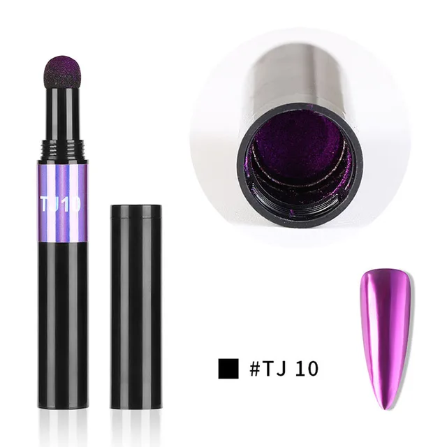 Nail Art Glitter Mirror Powder Air Cushion Magic Pen  Effect Chrome Pigment For Decorations UV Gel Polish Dust Nail Decor TJ-10