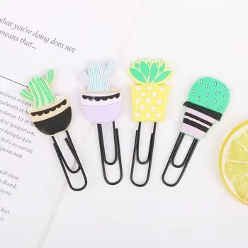 

4pcs/set Creative Cartoon Paperclips Bookmarks Cactus Soft Silicone Colorful Paper Clip File Memo Photo Clip School Office