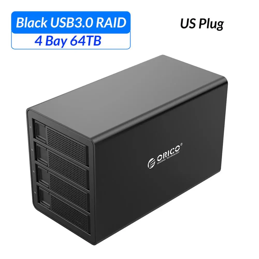 ORICO 4 bay 3,5 корпус для жесткого диска USB3.0 to SATA с RAID 64 ТБ емкость корпуса для жесткого диска 150W внутренний адаптер питания чехол для жесткого диска - Цвет: Black US Plug