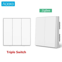 Aqara inteligente interruptor de parede d1 zigbee interruptor de luz chave controle remoto sem fio fogo neutro botão triplo para xiaomi casa inteligente
