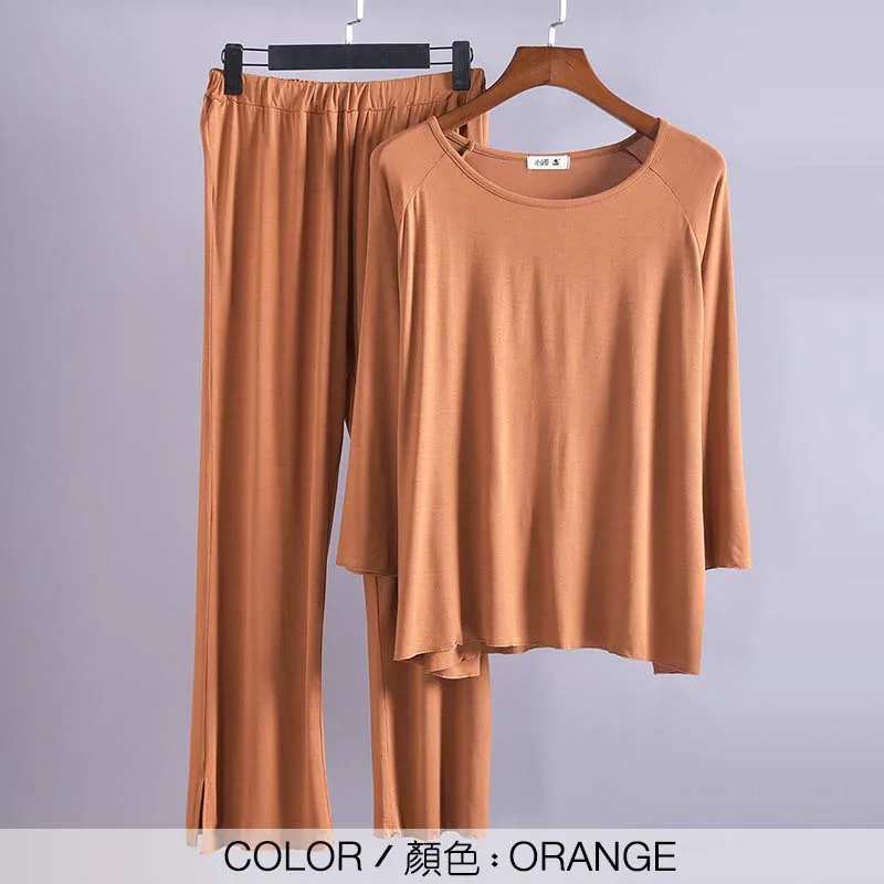ORANGE Женский пижамный комплект из модала пижамы для женщин одежда для сна без рукавов эластичность SA0227 - Цвет: ORANGE