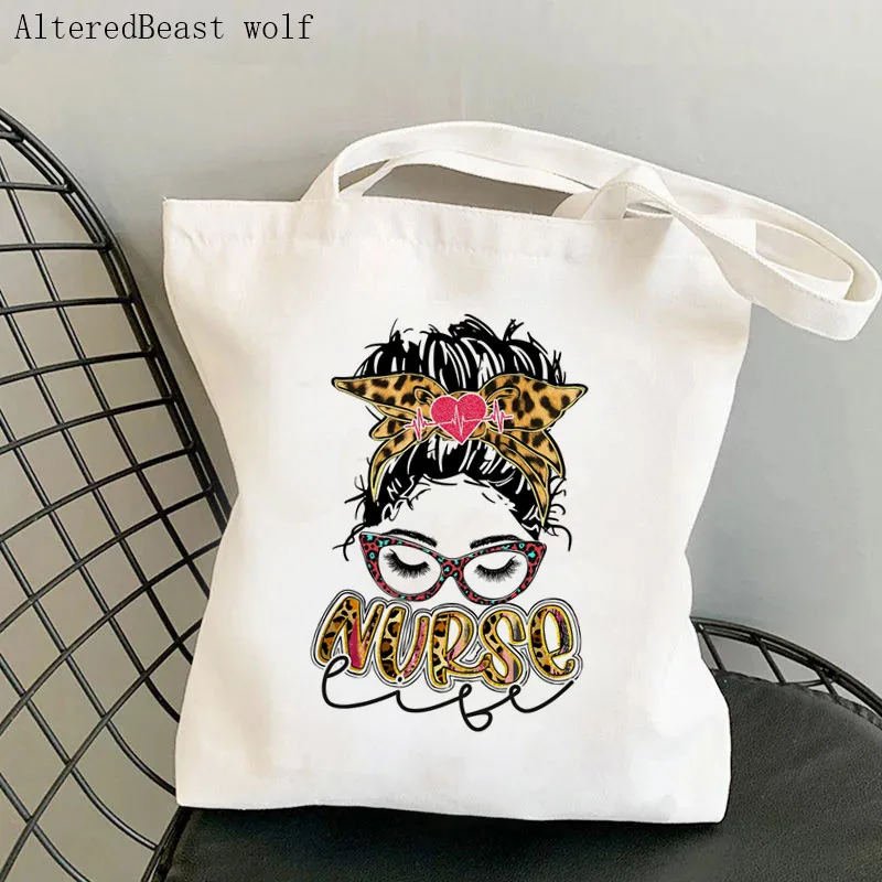 

Women Shopper bag love nurse girl Printed Kawaii Bag Harajuku Shopping Canvas Shopper Bag girl handbag Tote Shoulder Lady Bag