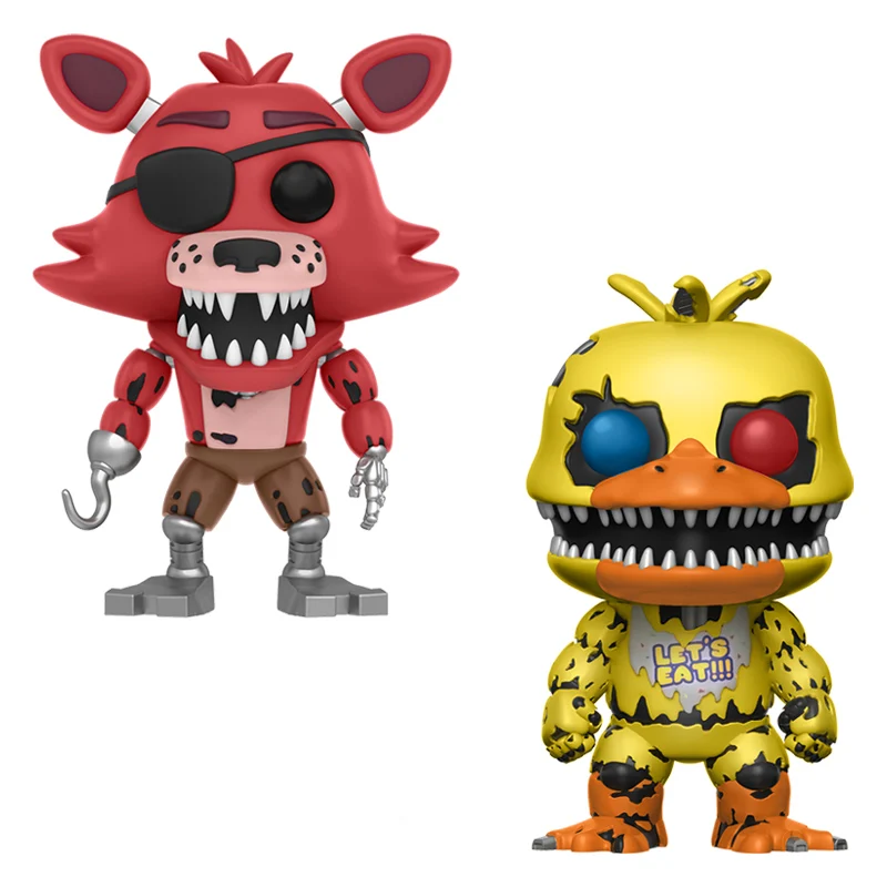 2PCS Игрушки Five Nights At Freddy's, ПВХ, 10 шт., фигурки, куклы-медведи из винила FNAF Бонни и Чика Foxy Freddy Fazbear, кукла - Цвет: 2PCS