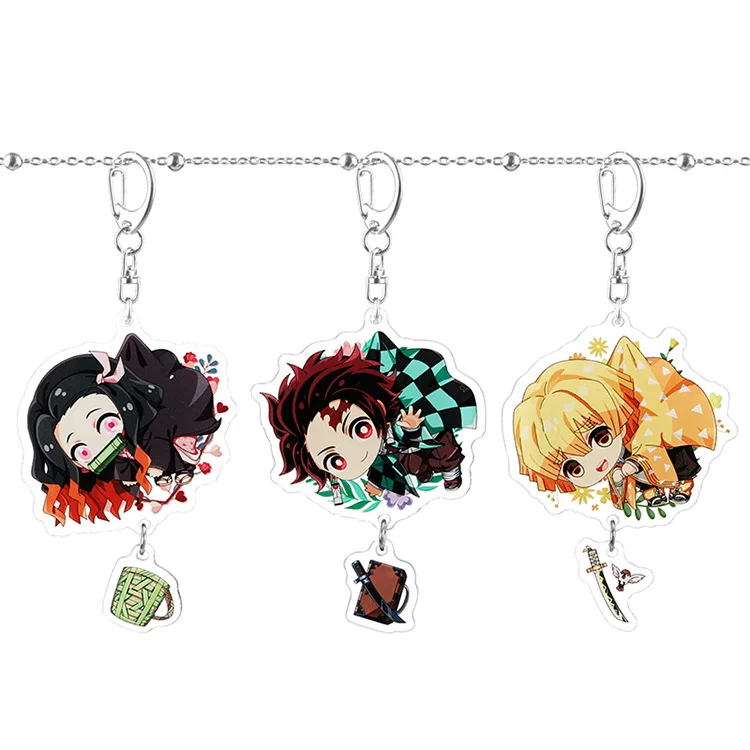 Аниме Demon Slayer Kimetsu no Yaiba брелок Kamado Tanjirou Kamado-Nezuko Tomioka Giyuu акриловый милый брелок для ключей Забавный мультфильм